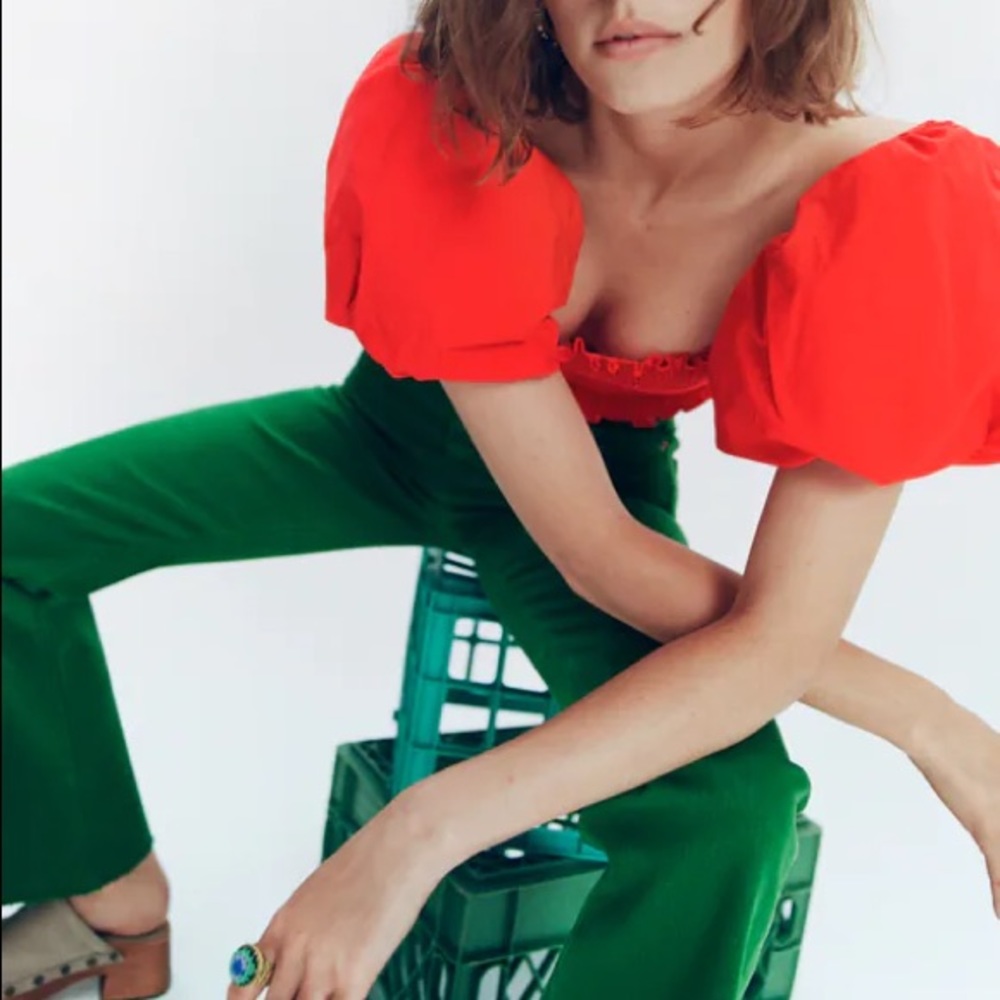 Zara red crop top